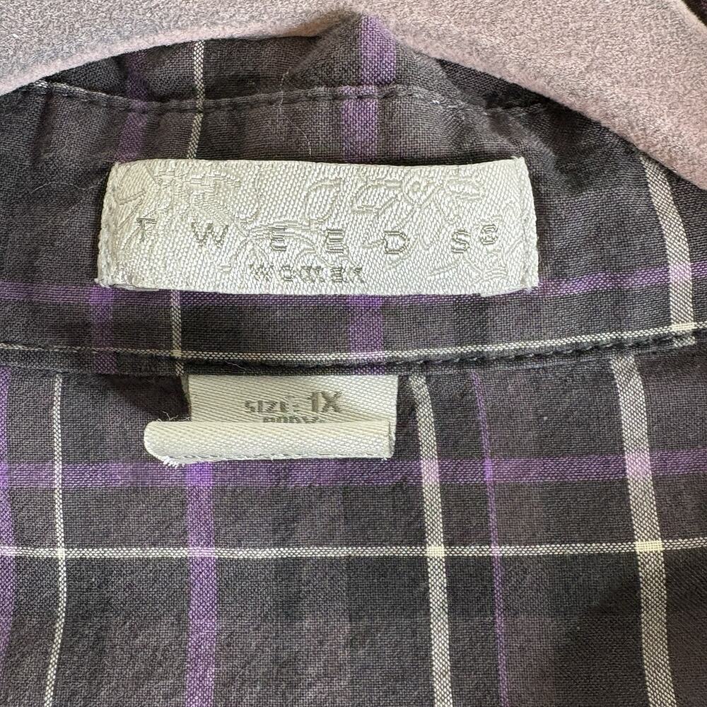Tweeds Women’s Embroidered Plaid Popover‎ Blouse Size 1X Western Cottagecore - Picture 3 of 13